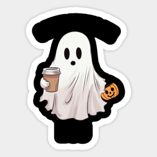 Ghost Coffee Halloween Funny Shirt Boo Sticker